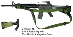 M-16 / AR-15 SOP 3 Point Tactical Sling with 30rd. Buttstock Mag Pouch Combo