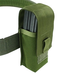 Belt Mounted Double 30 rd. 5.56mm Flapped Magazine Pouch - Fits up to 2" wide belts
