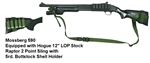 Mossberg 590 with Hogue 12" LOP Stock Raptor 2 Point Sling with Buttstock Shell Holder Combo