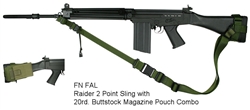 FN FAL Fixed Stock Raider 2 Point Tactical Sling with 20rd. Buttstock Mag Pouch Combo