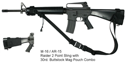 M-16 / AR-15 Raider 2 Point Sling with 30rd. Buttstock Mag Pouch Combo