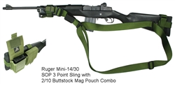 Ruger Mini-14 SOP 3 Point Tactical Sling with 2/10 Buttstock Mag Pouch Combo