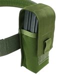Belt Mounted Double 30 rd. 5.56mm Flapped Magazine Pouch - Fits up to 2" wide belts